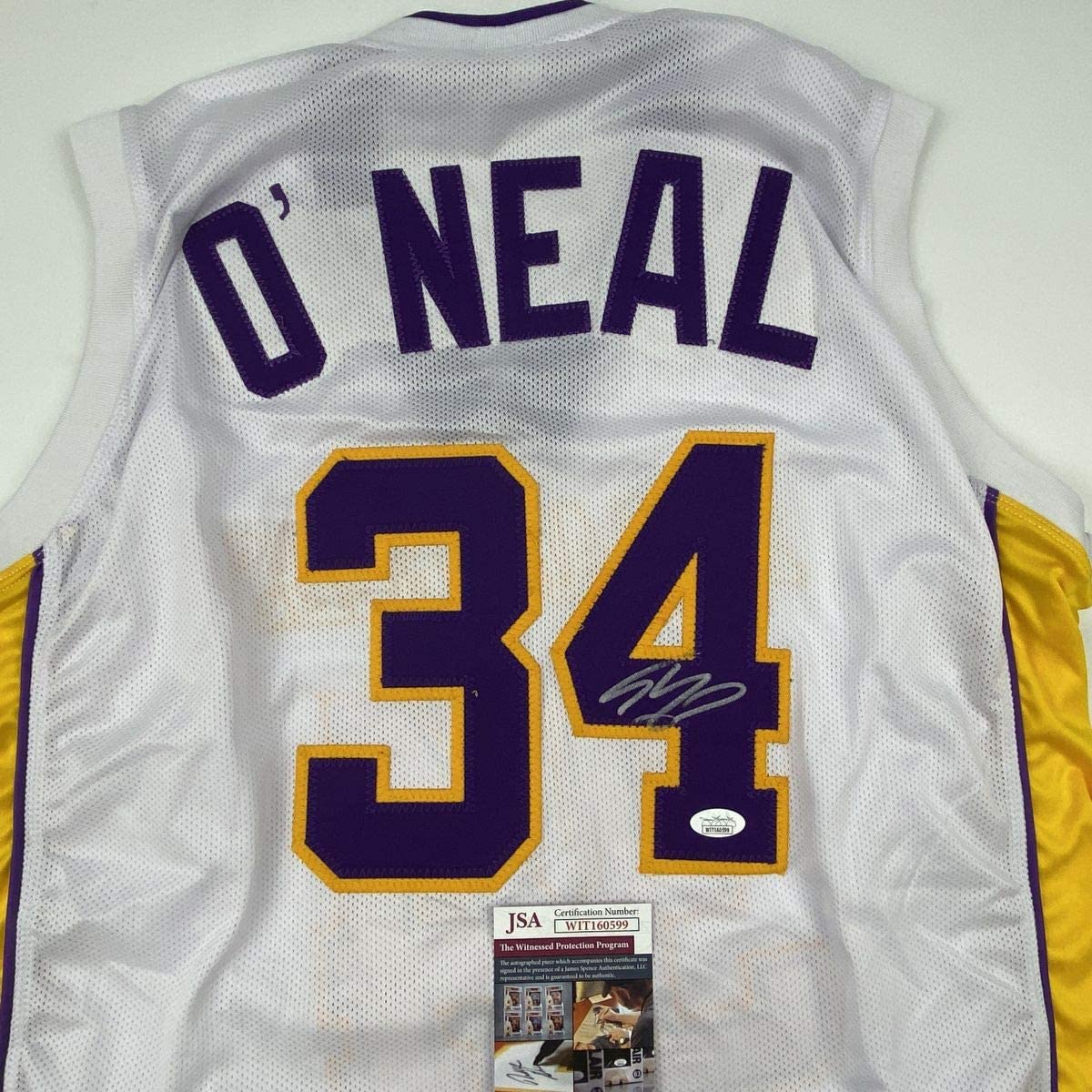 Autographed/Signed Shaquille Shaq O'Neal Los Angeles LA White Basketball Jersey Beckett BAS COA