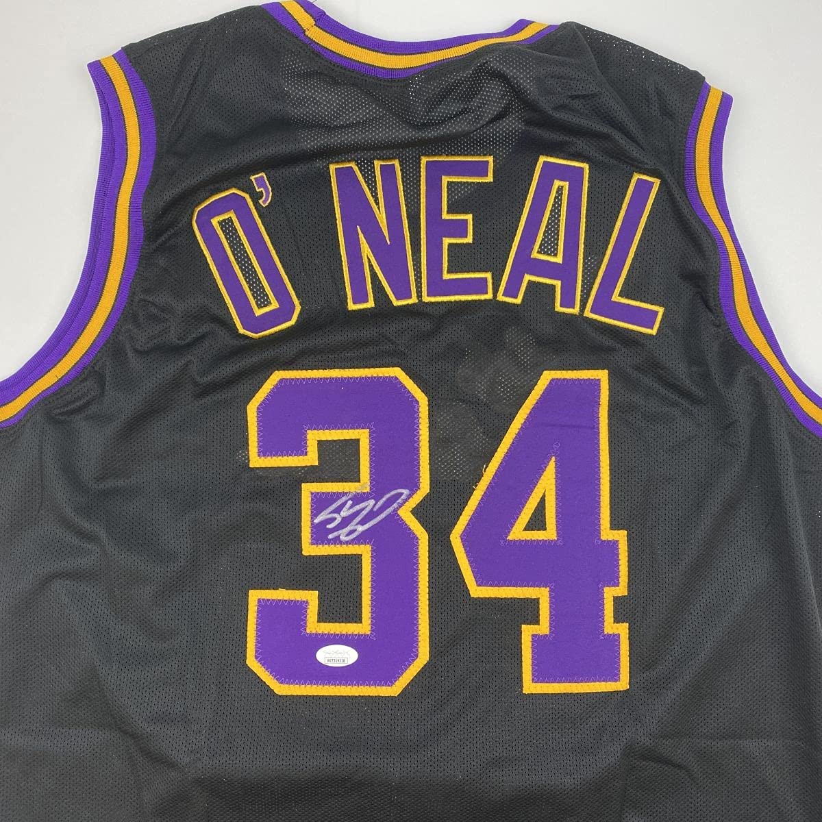 Autographed/Signed Shaquille Shaq O'Neal Los Angeles LA Black Basketball Jersey Beckett BAS COA