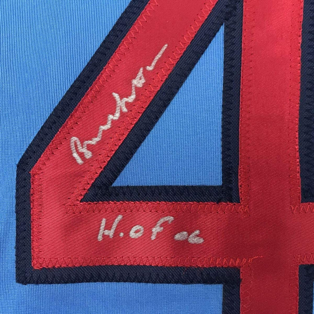 Autographed/Signed Bruce Sutter HOF 06 St. Louis Blue Baseball Jersey JSA COA