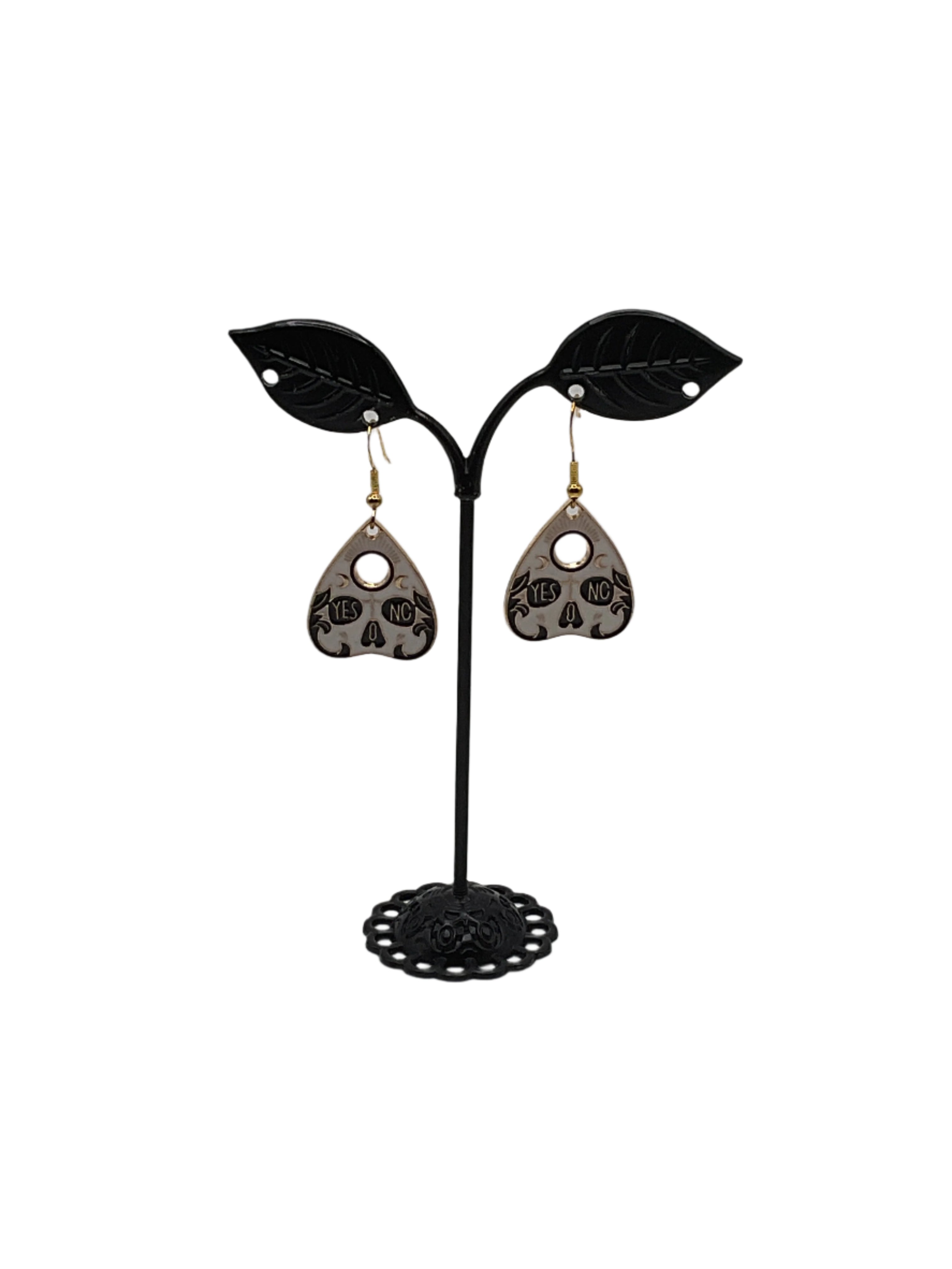 Skull Ouija Planchette Earrings