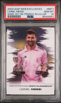 Graded 2023 Leaf Web Exclusives Lionel Messi #IMT1 Wins 1st Inter Miami Trophy in Leagues Cup Soccer Card PSA 10 Gem Mint