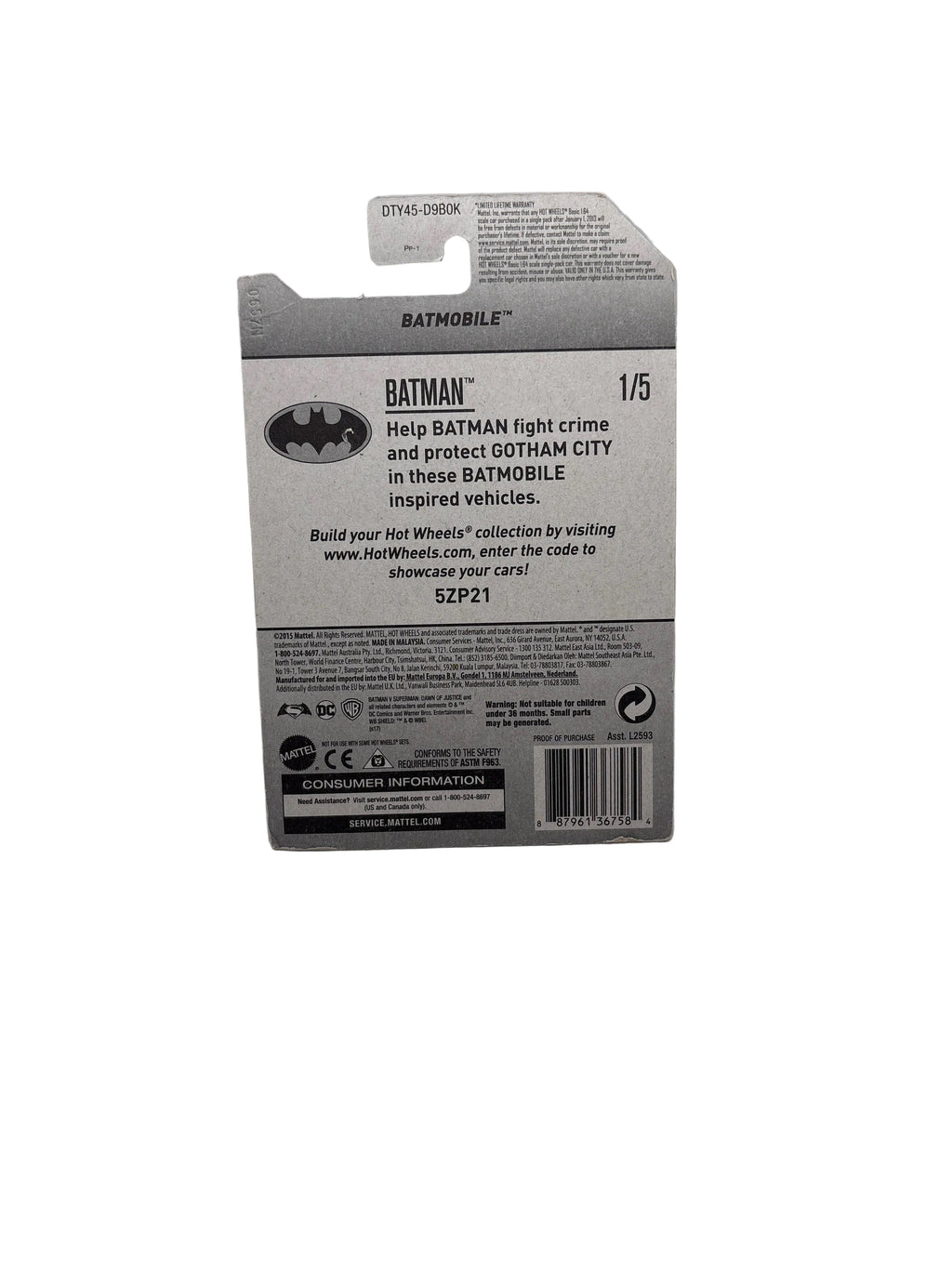 Hot Wheels Batmobile Diecast gray