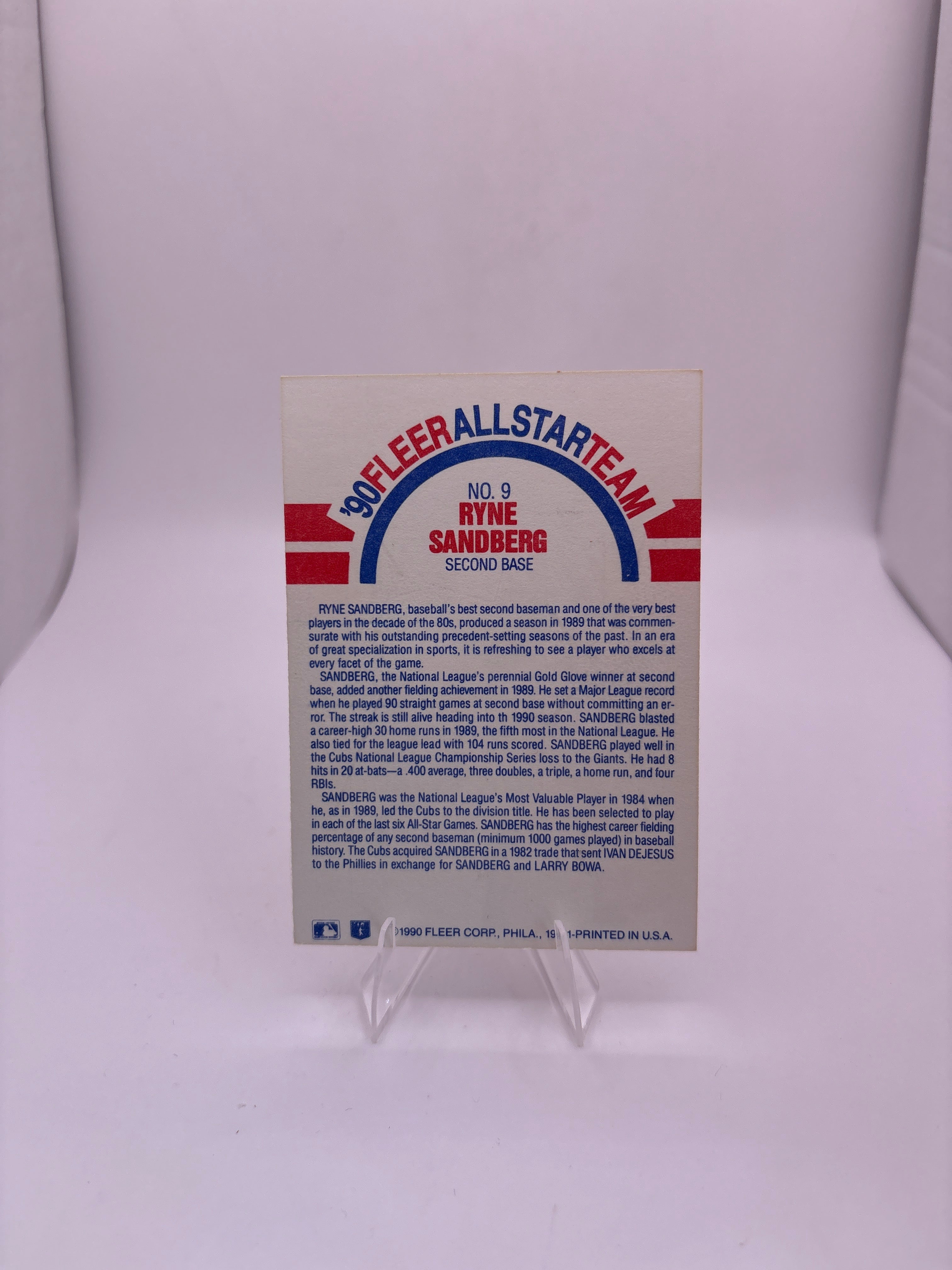 Fleer Ryne Sandberg Sports Card