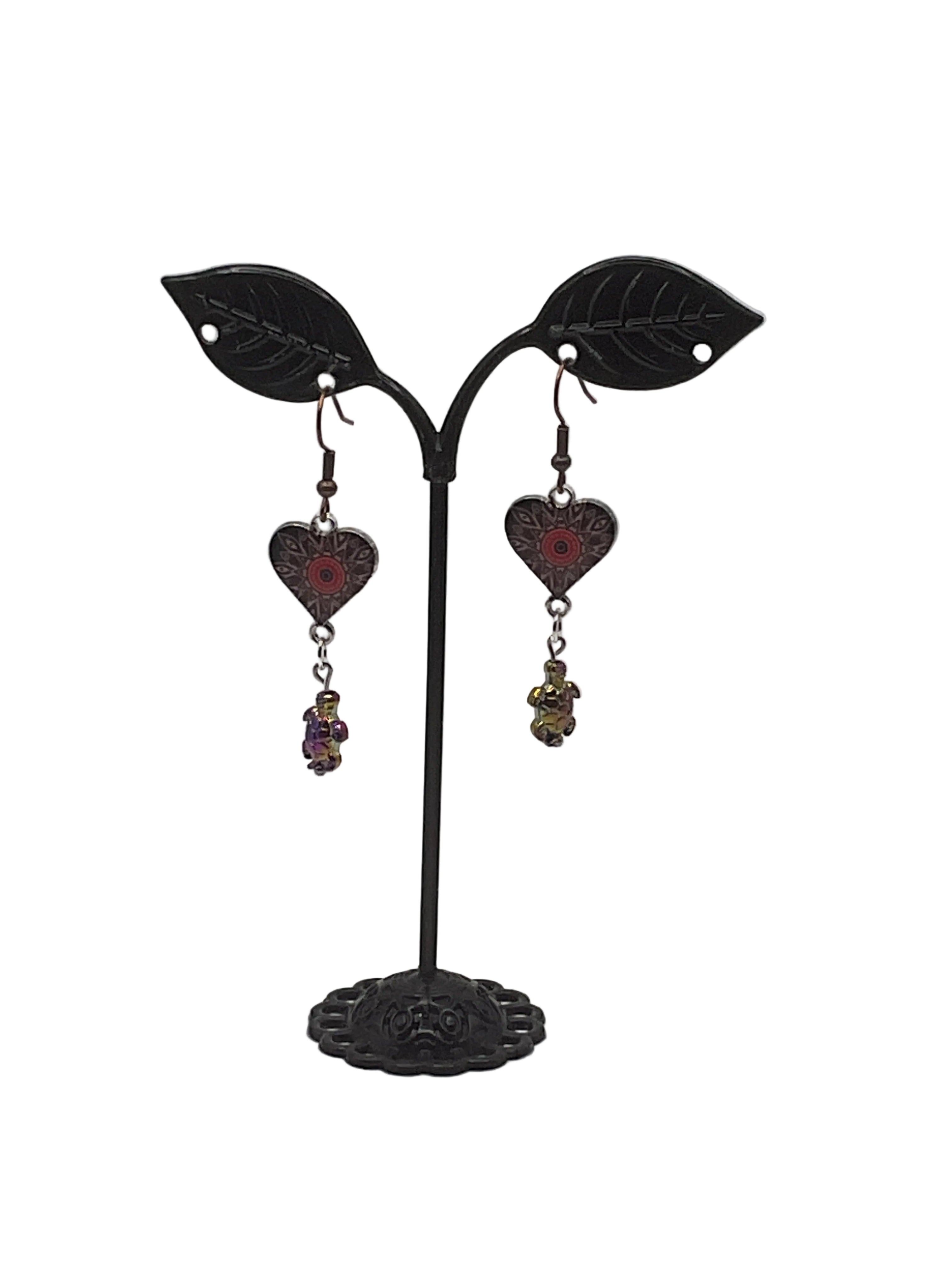 Dangling Heart and Charm Earrings