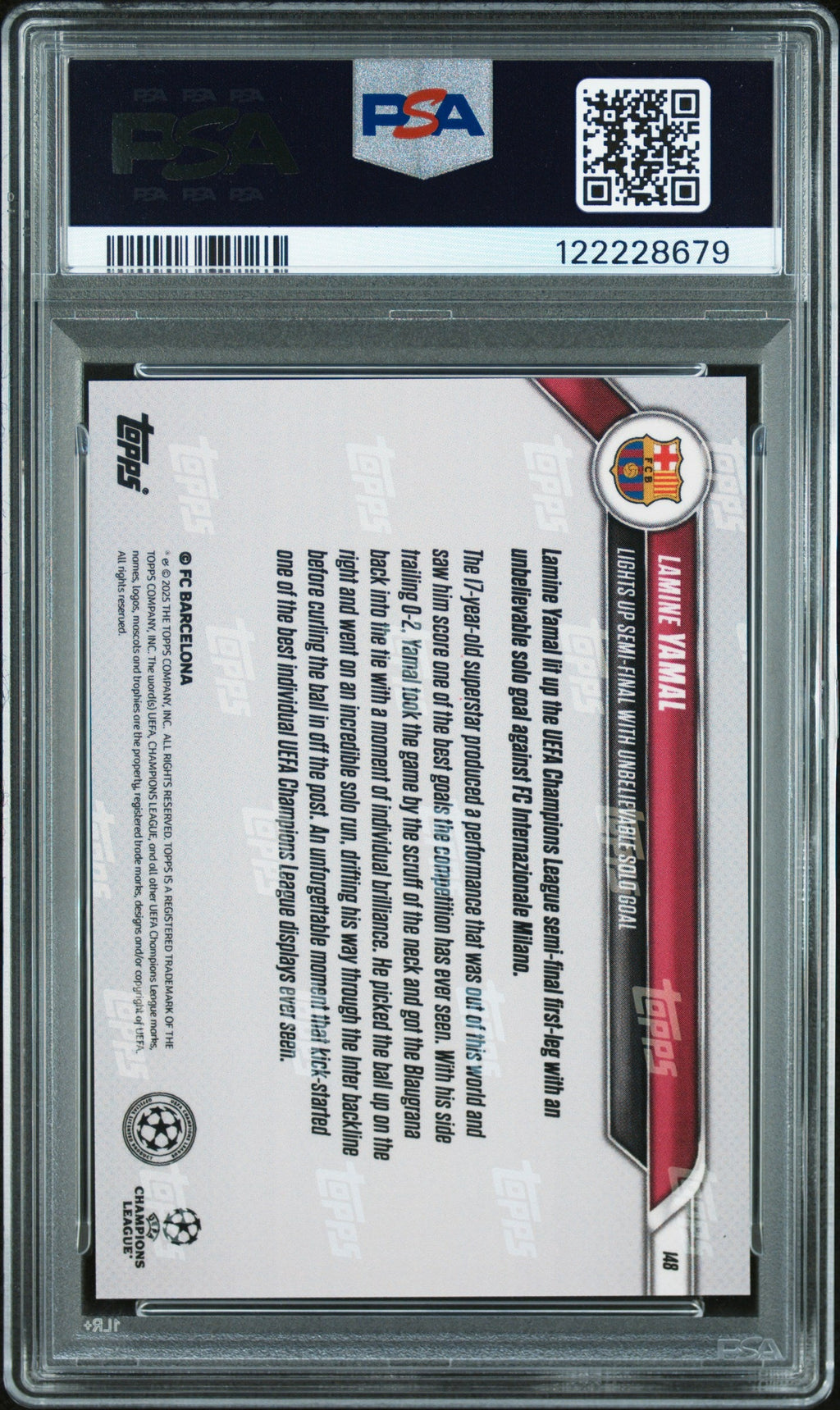Graded 2024 Topps Now UCL Lamine Yamal #148 Image Variation Rookie RC Soccer Card PSA 10 Gem Mint