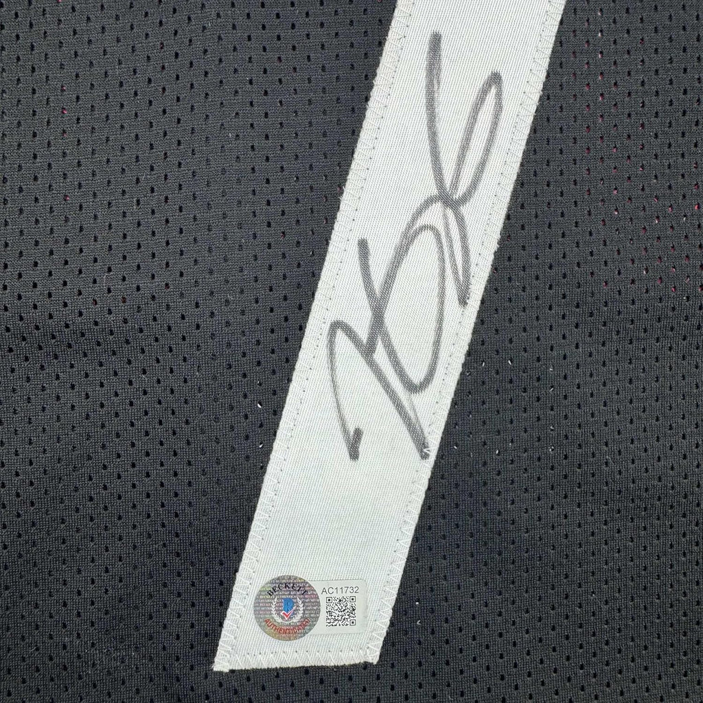 Framed Autographed/Signed Kevin Durant 35x39 Houston Black Basketball Jersey Beckett BAS COA