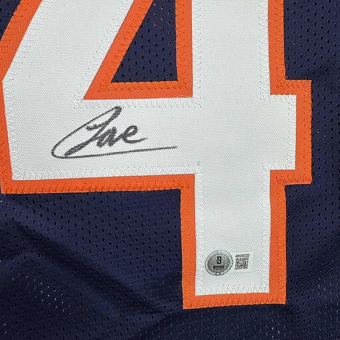 Framed Autographed/Signed Colston Loveland 35x39 Chicago Blue Football Jersey Beckett BAS COA