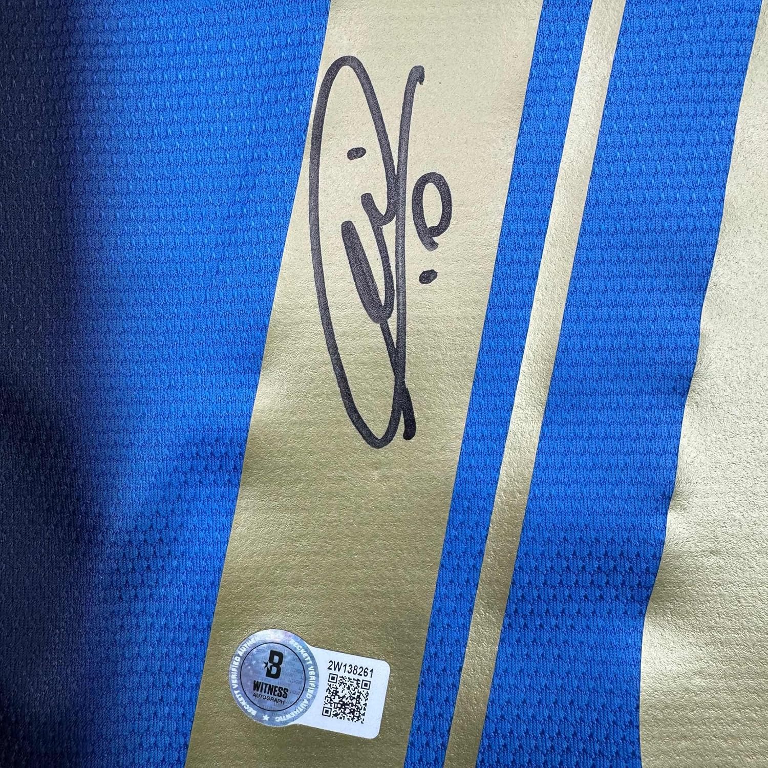 Framed Autographed/Signed Francesco Totti 35x39 Italy Blue Soccer Futbol Jersey Beckett BAS COA