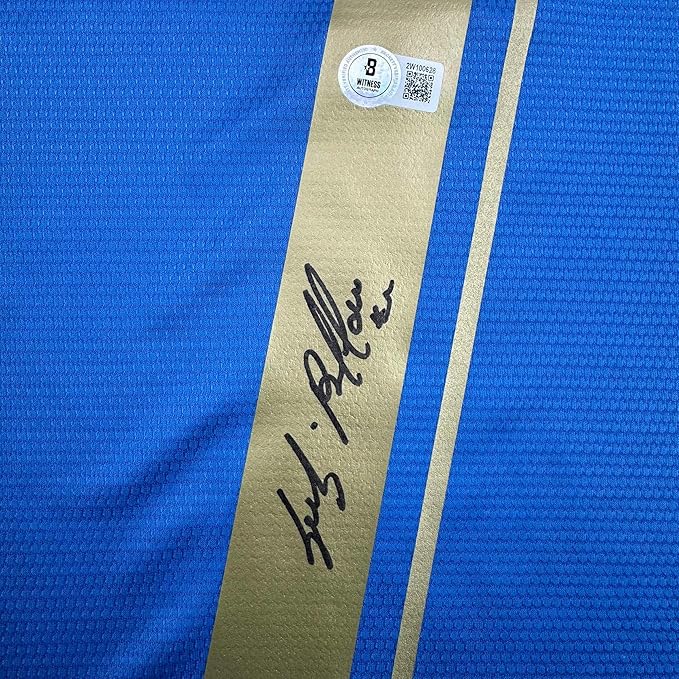 Framed Autographed/Signed Gianluigi Buffon 35x39 Italy Blue Soccer Futbol Jersey Beckett BAS COA