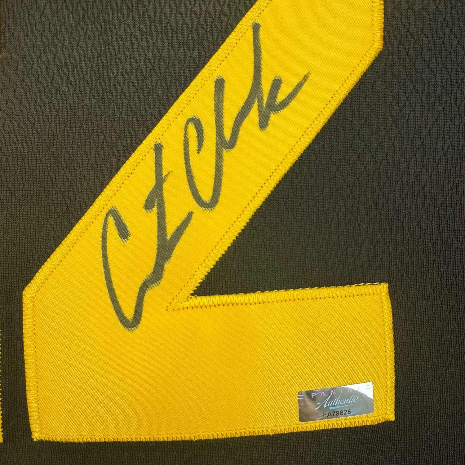 Framed Autographed/Signed Caitlin Clark 35x39 Iowa Black Basketball Jersey Panini COA