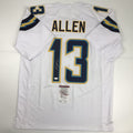 Autographed/Signed Keenan Allen Los Angeles LA White Football Jersey Beckett BAS COA