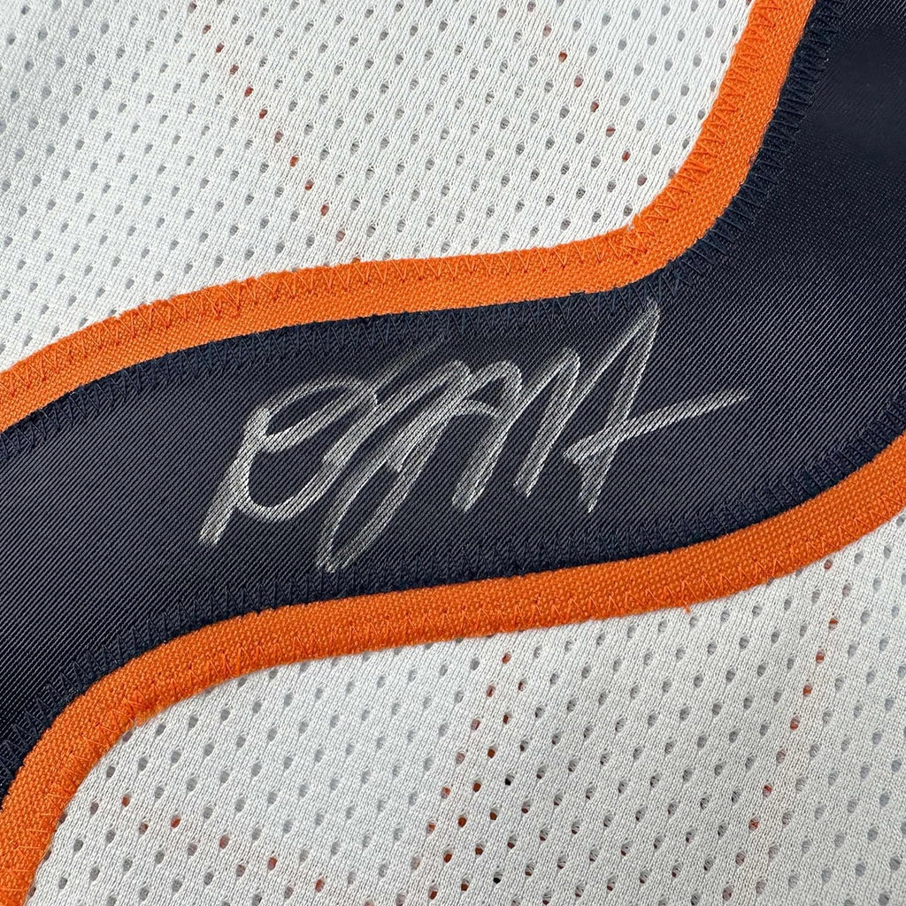 Framed Autographed/Signed D.J. DJ Moore 35x39 Chicago White Football Jersey Beckett BAS COA
