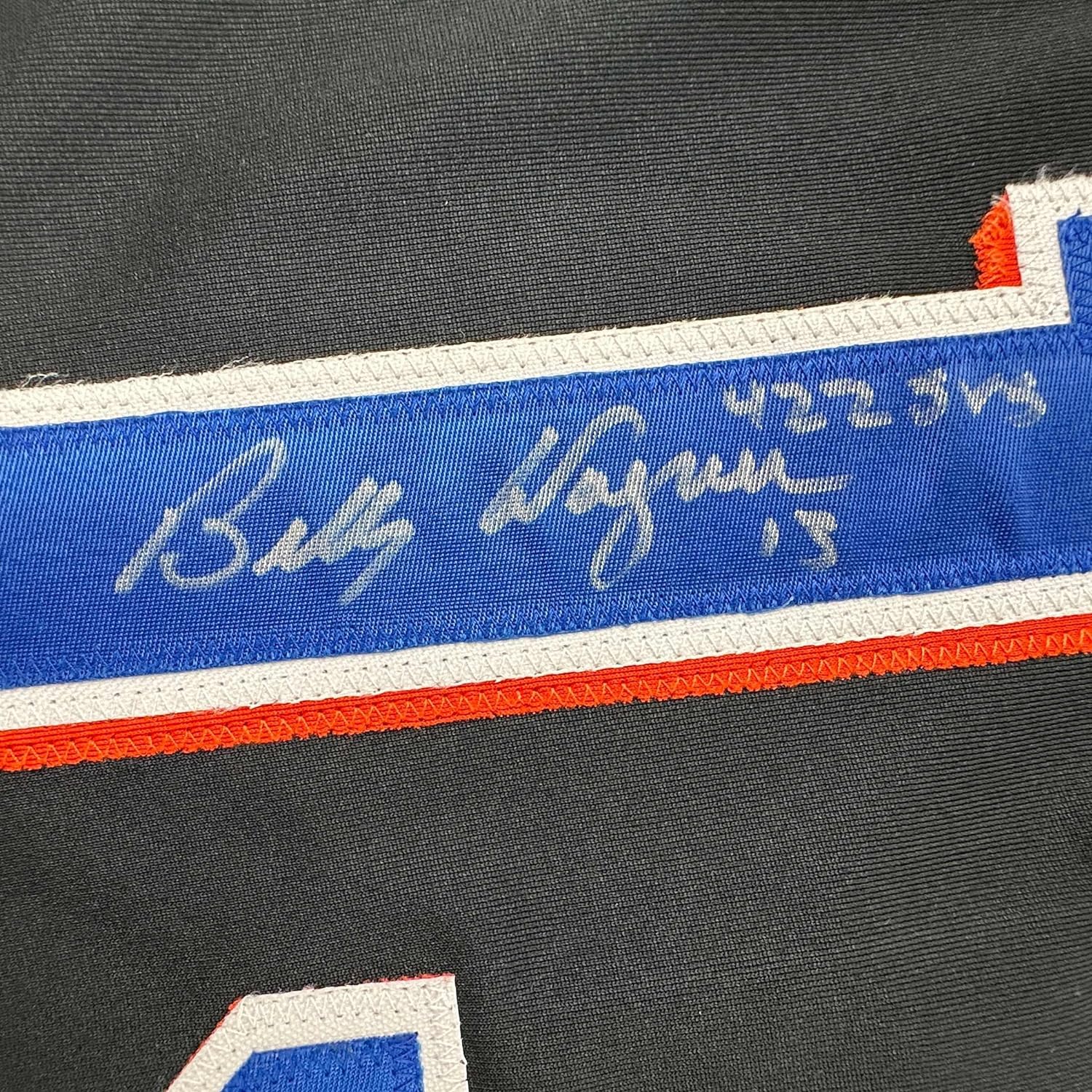 Framed Autographed/Signed Billy Wagner 35x39 422 Saves New York Black Baseball Jersey JSA COA
