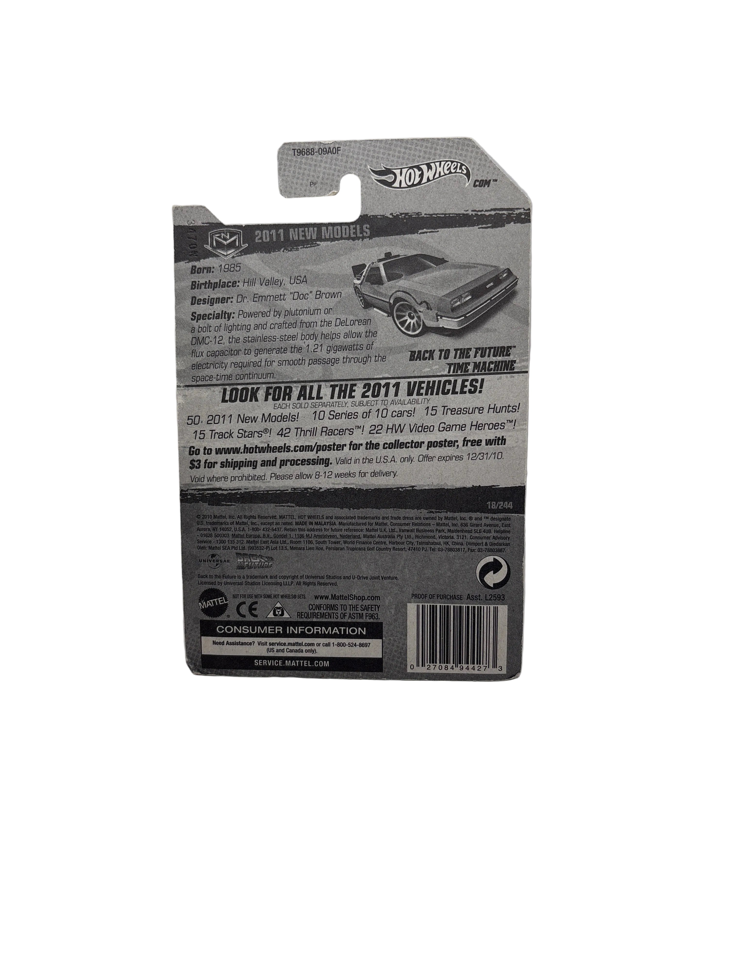 Hot Wheels Back To The Future Time Machine Diecast silver
