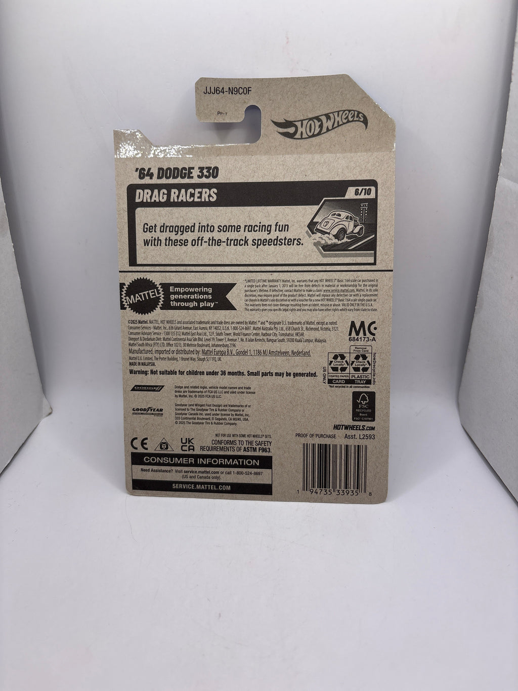 Hot Wheels 64 Dodge 330 Diecast white
