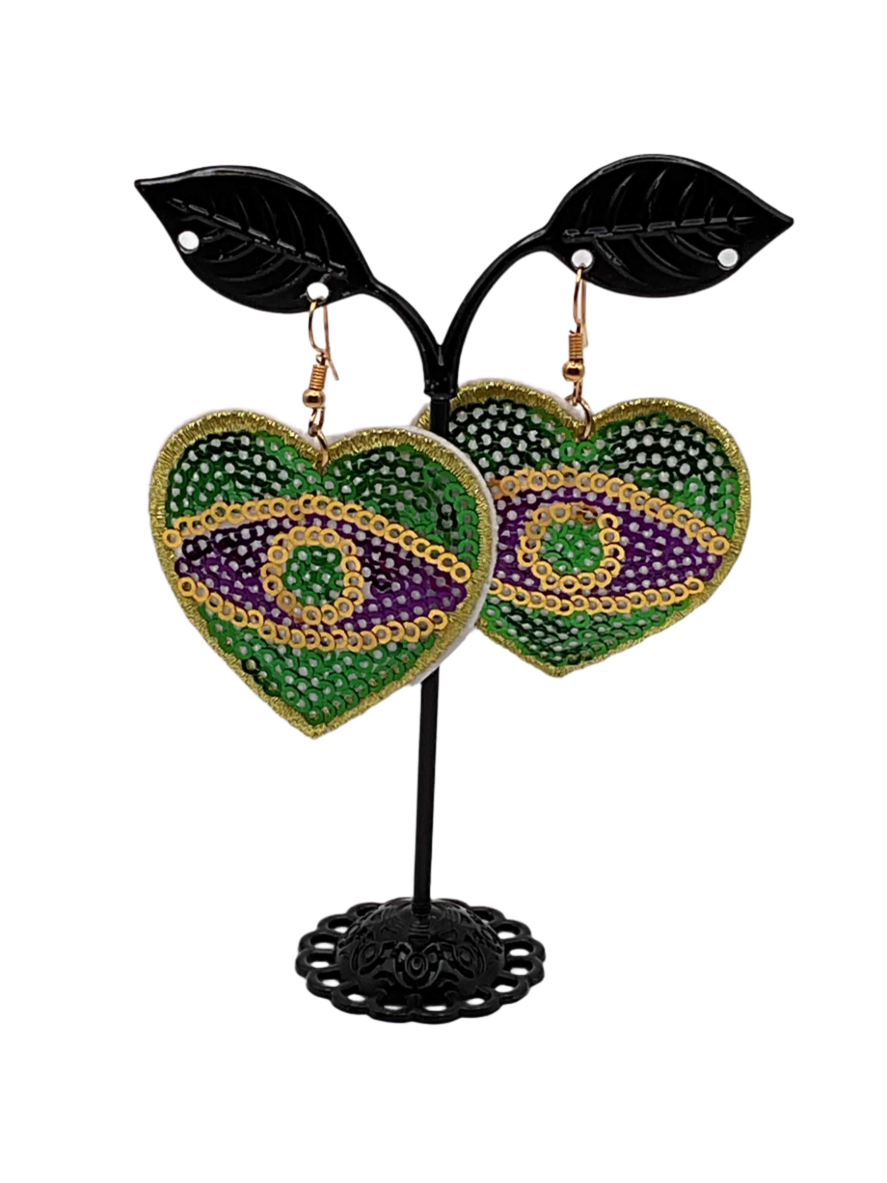 Sequin heart earrings