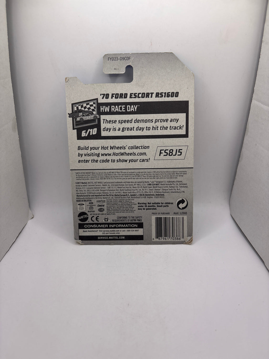 Hot Wheels 70 Ford Escort RS1600 Diecast white