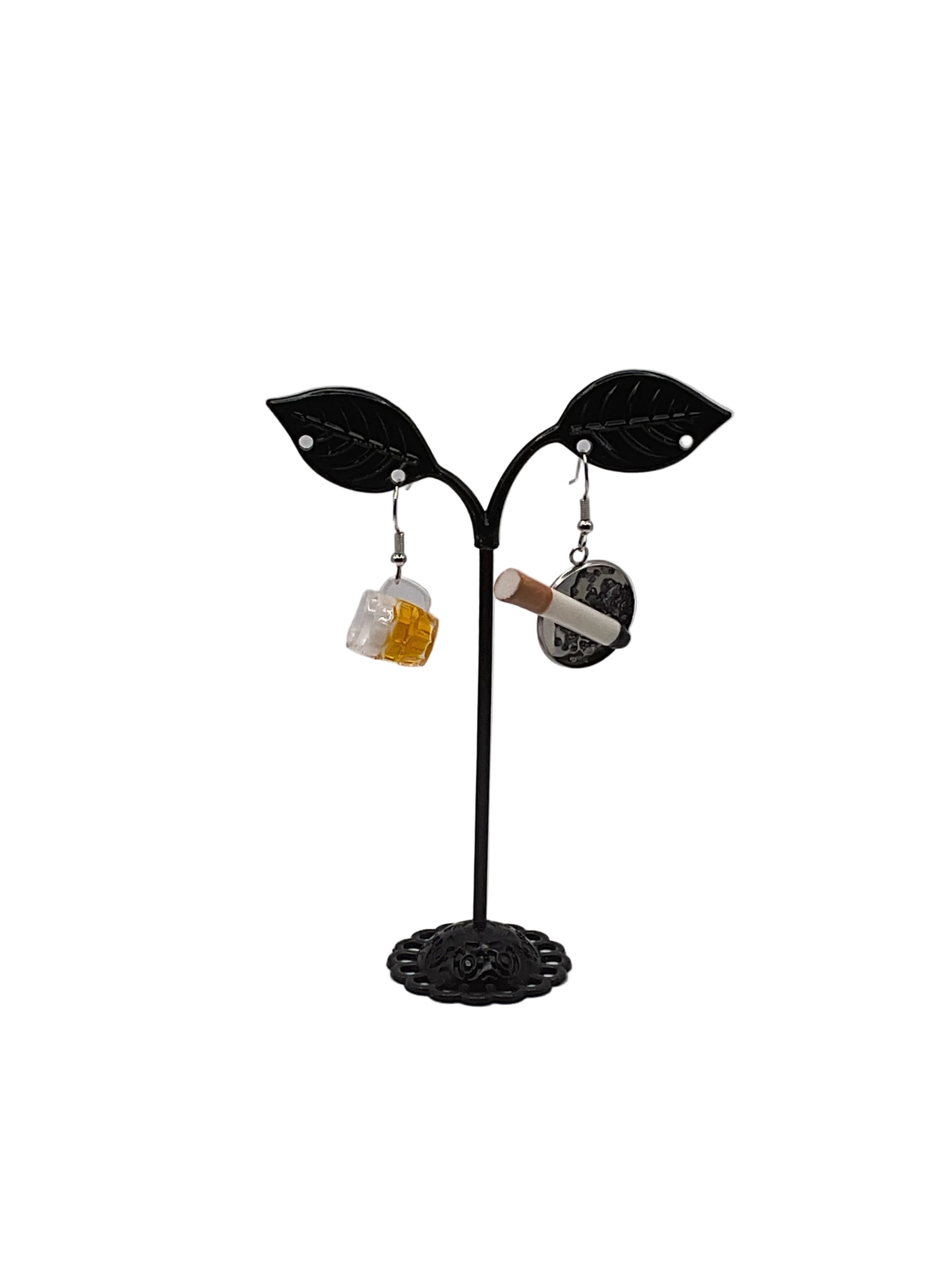 Cigarette and Beer Earrings