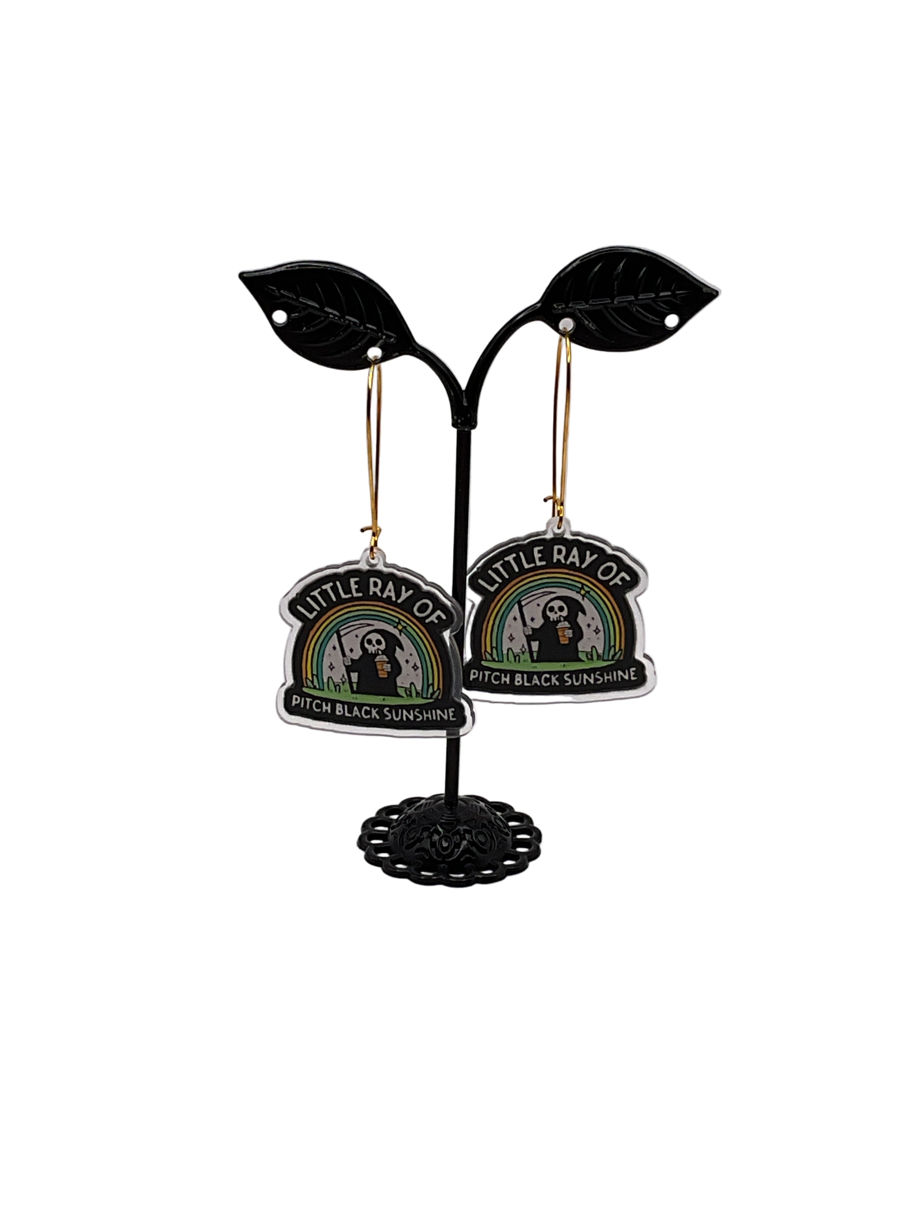Little Ray of Pitch Black Sunshine Earrings