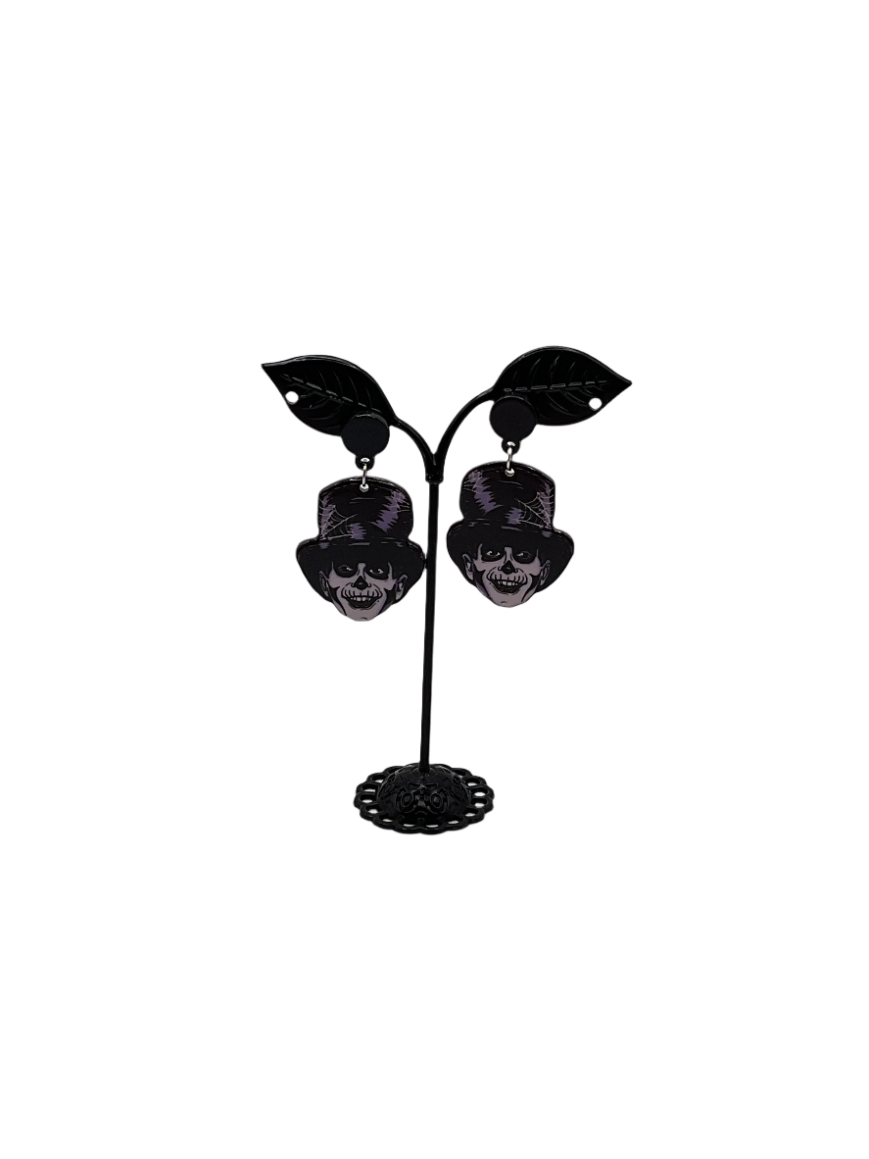 Top Hat Skull Earrings