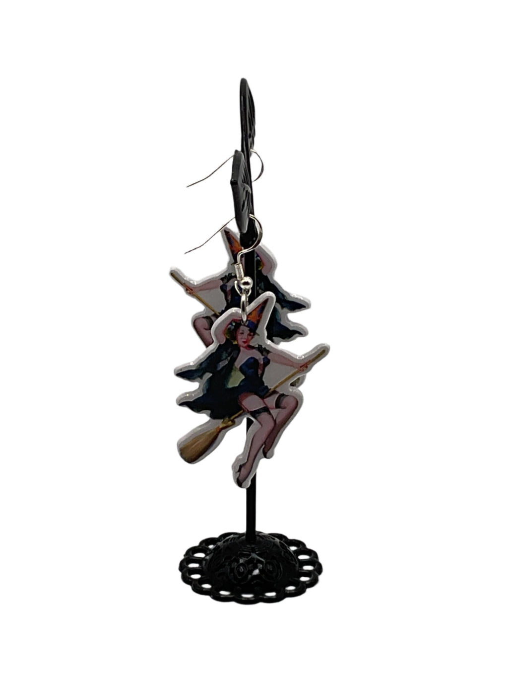 Witch on broom Earrings