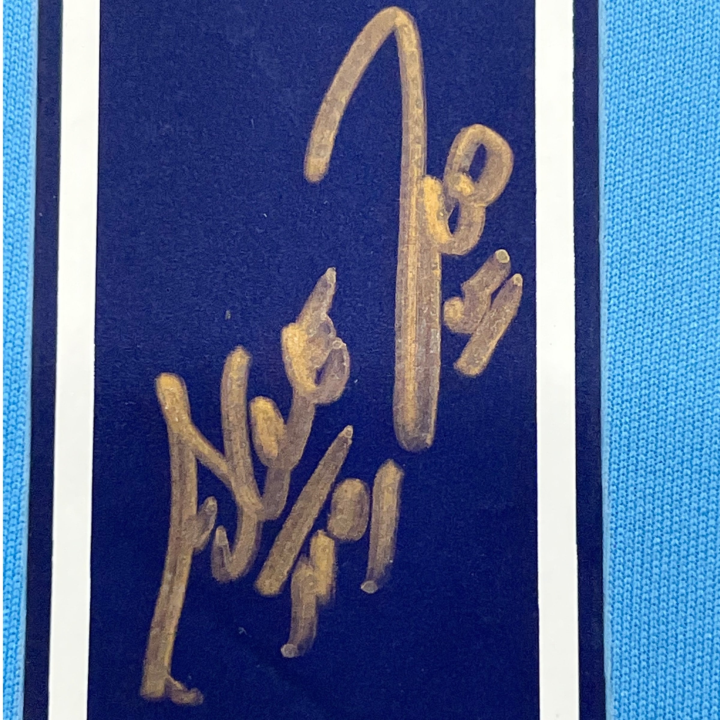 Framed Autographed/Signed Sergio Kun Aguero 35x39 Manchester City Blue Soccer Futbol Jersey Beckett BAS COA