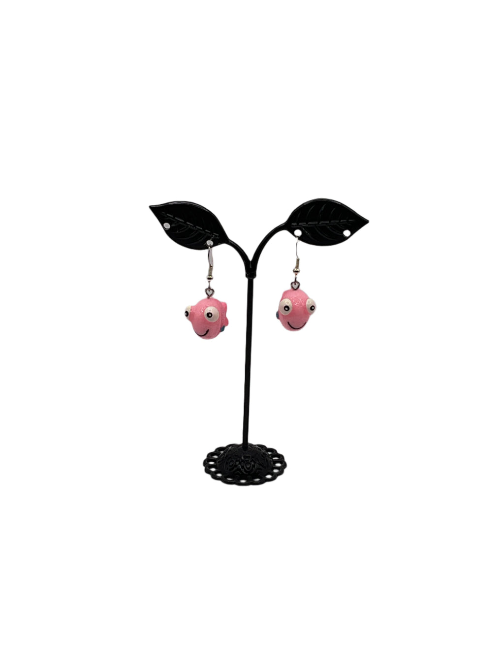 3-D Pink Fish Earrings