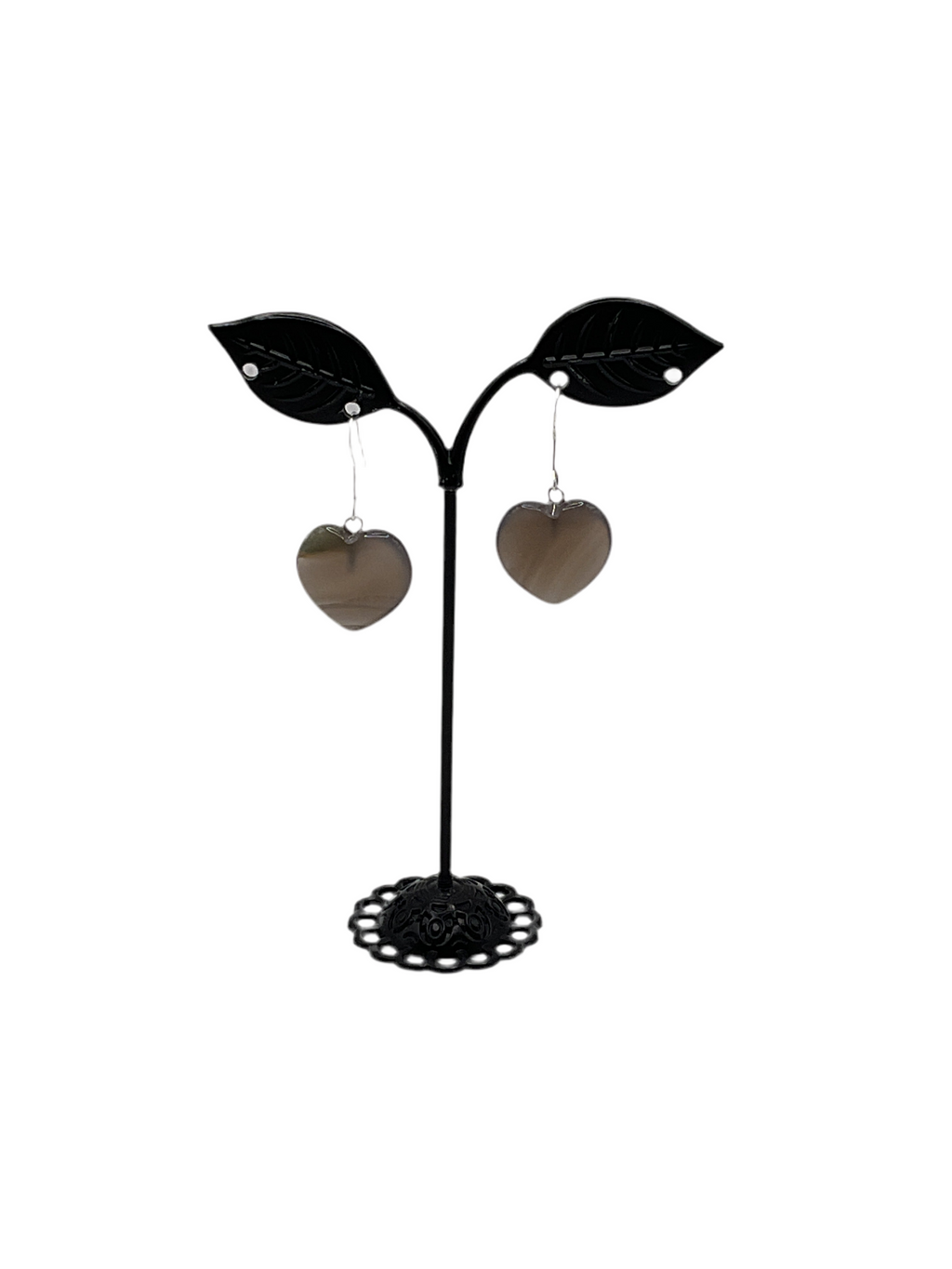 Grey heart earrings