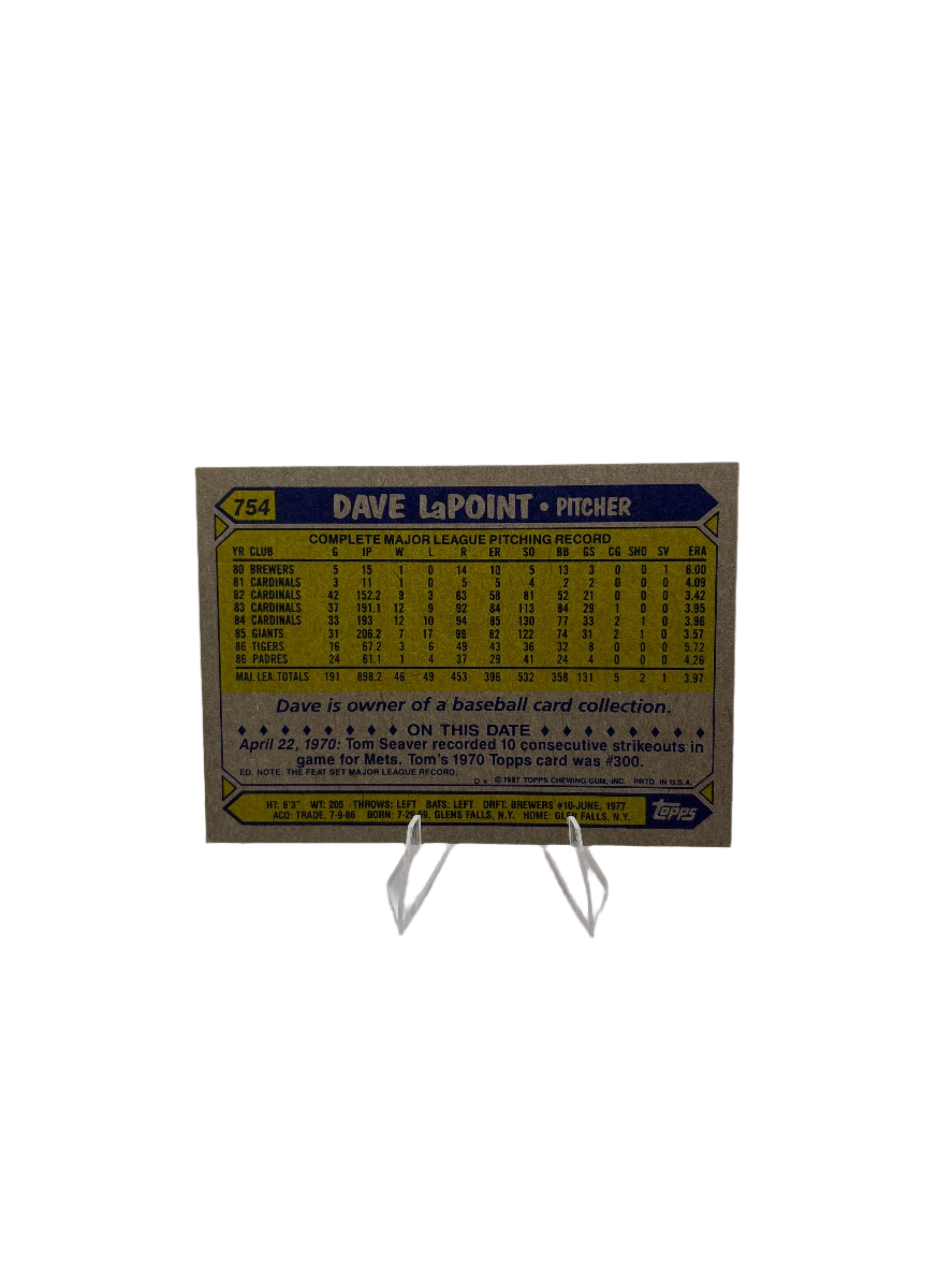 Topps Dave LaPoint