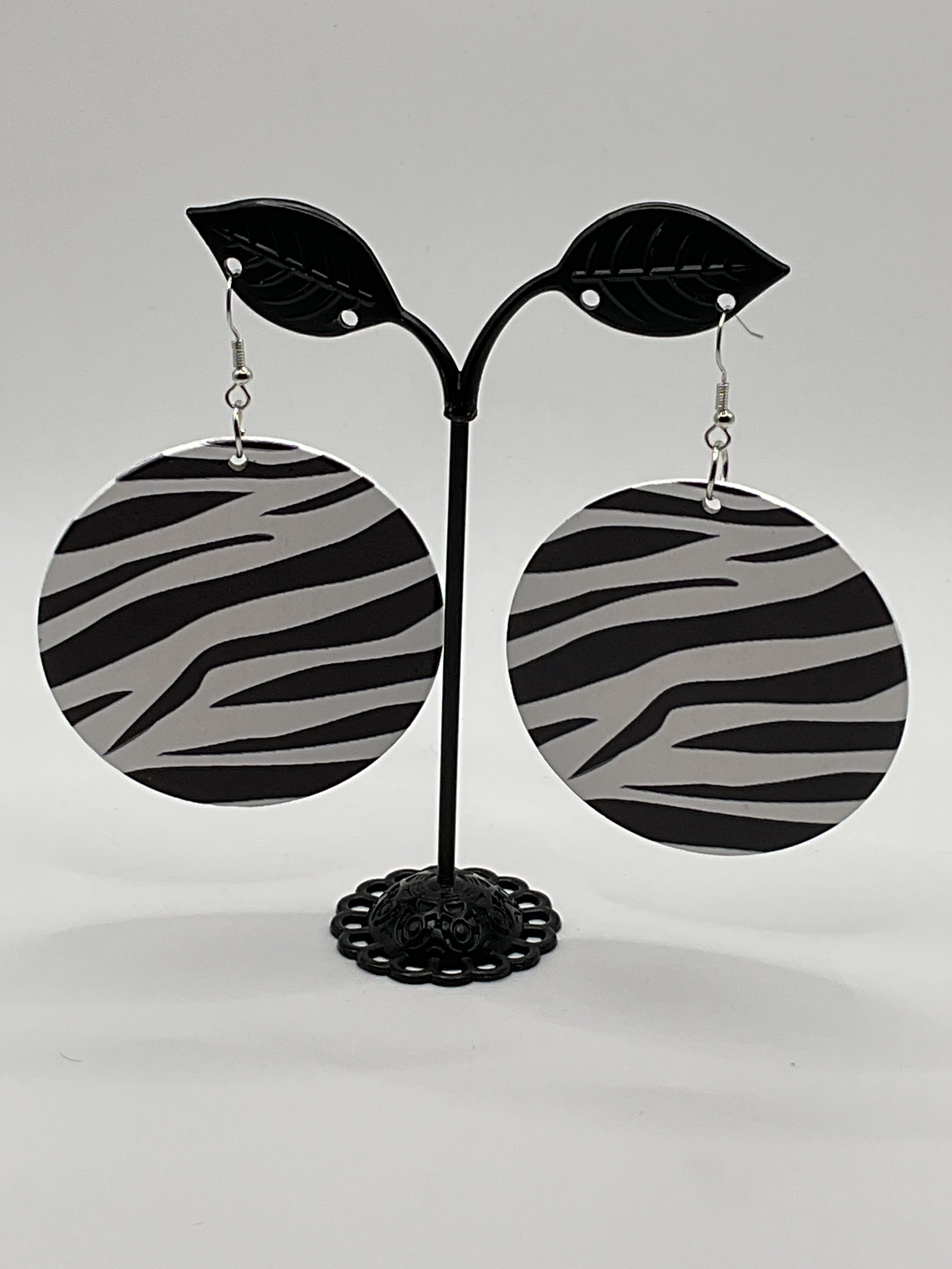 Round Zebra Earrings