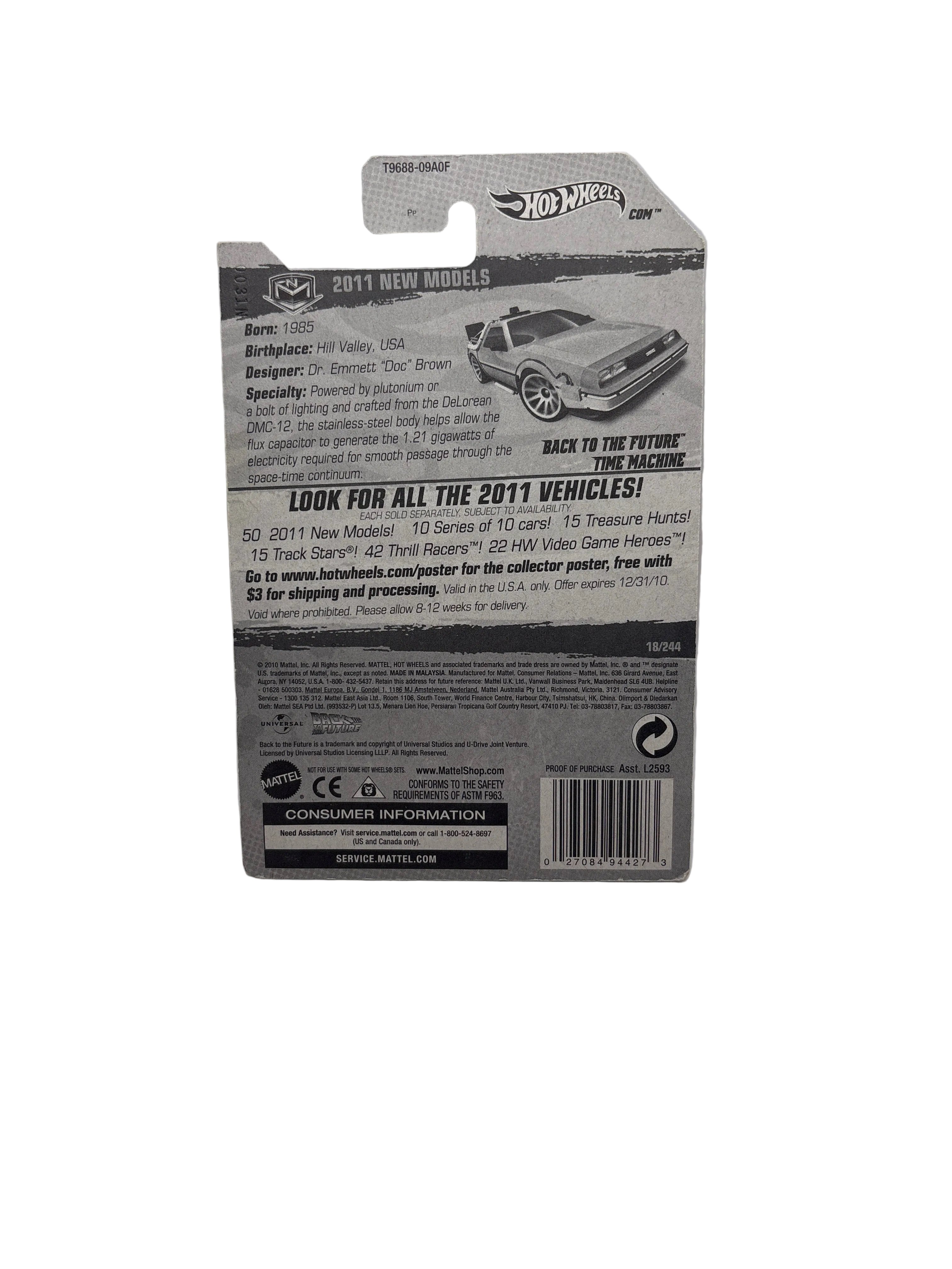 Hot Wheels Back To The Future Time Machine Diecast silver