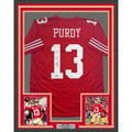 Framed Autographed/Signed Brock Purdy 35x39 San Francisco Red Football Jersey Beckett BAS COA