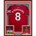 Framed Autographed/Signed Bruno Fernandes 35x39 Manchester United Red Soccer Jersey Beckett BAS COA