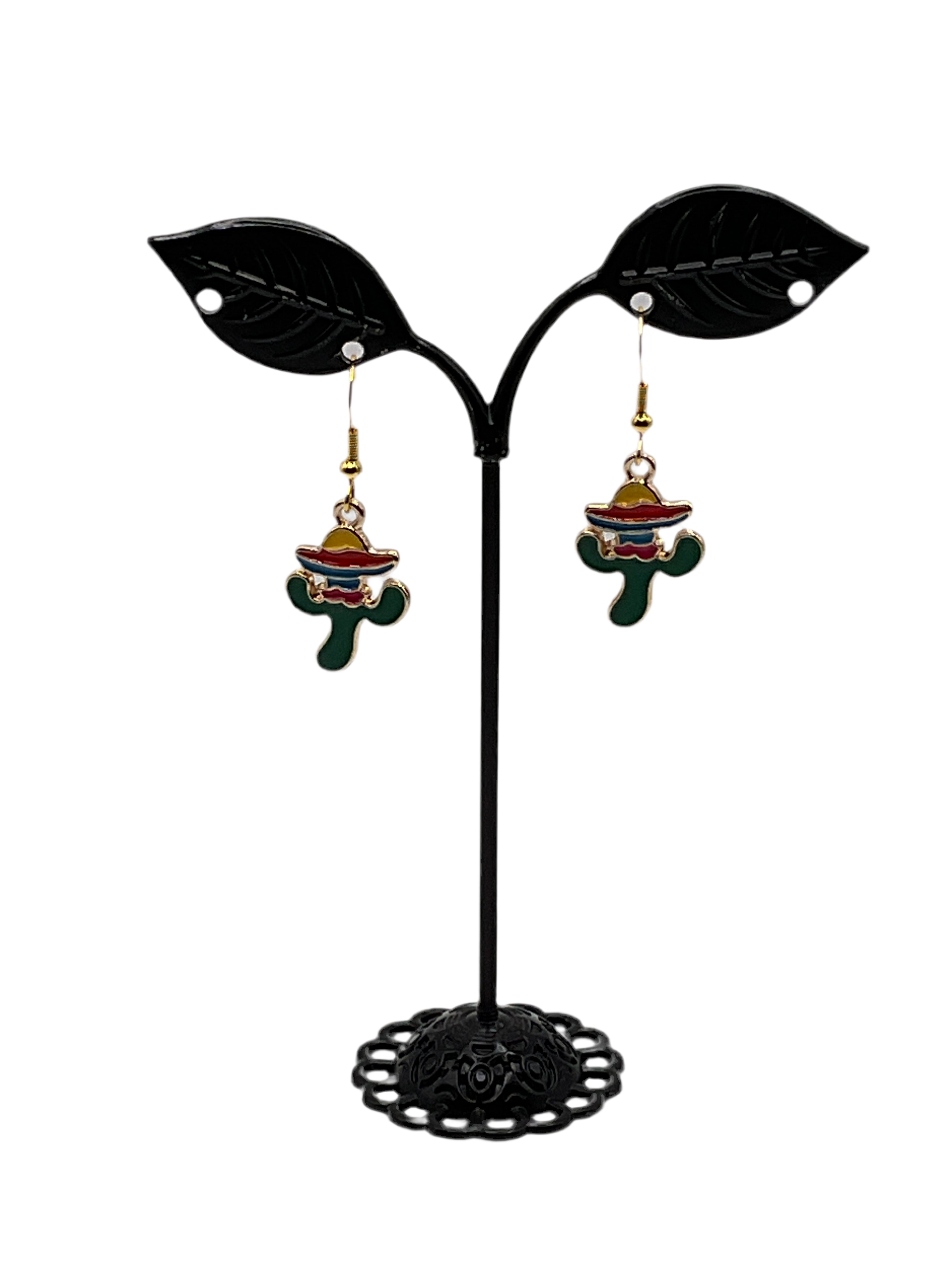 Cactus Wearing  Sombrero Earrings