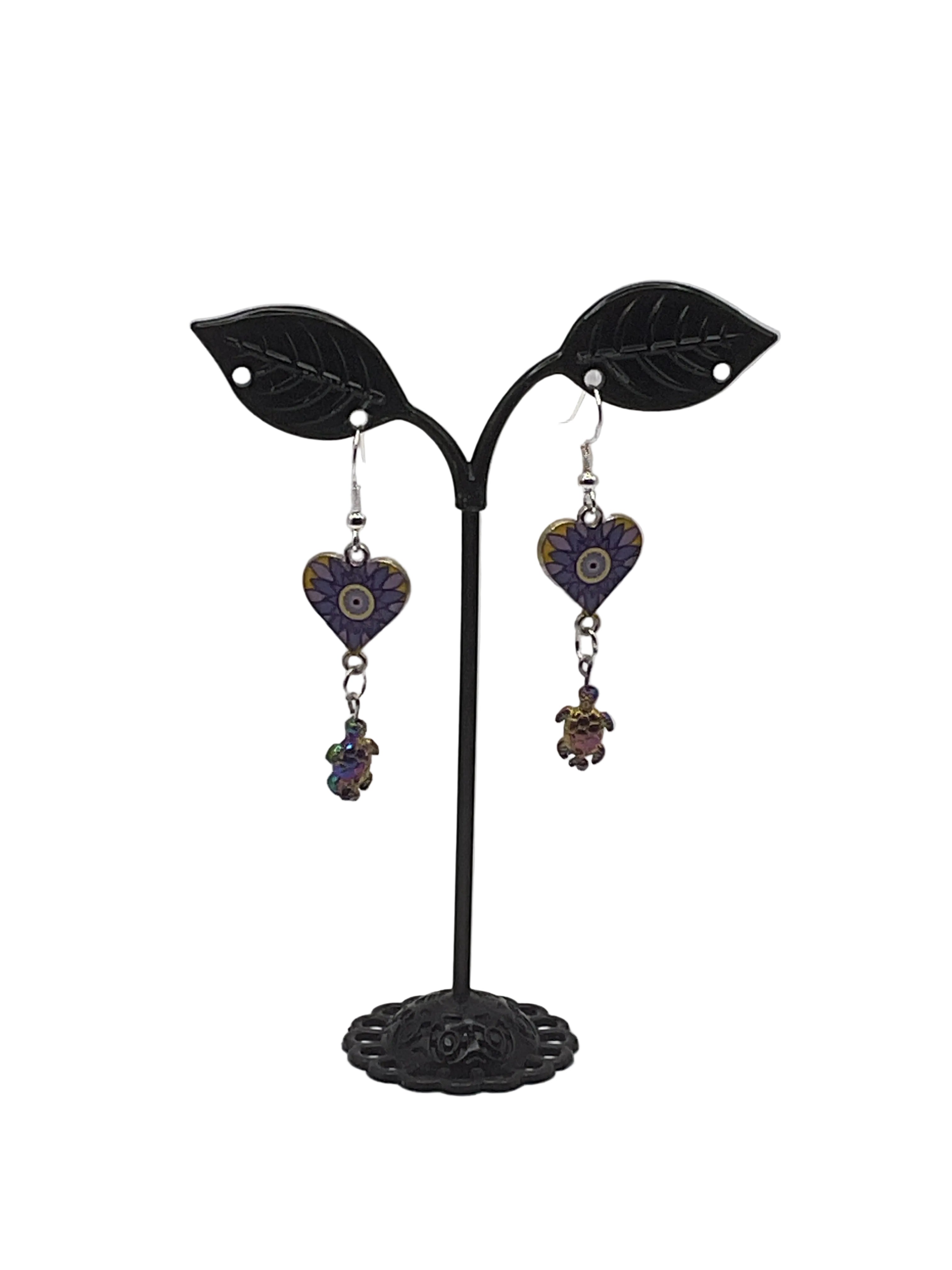 Dangling Heart and Charm Earrings