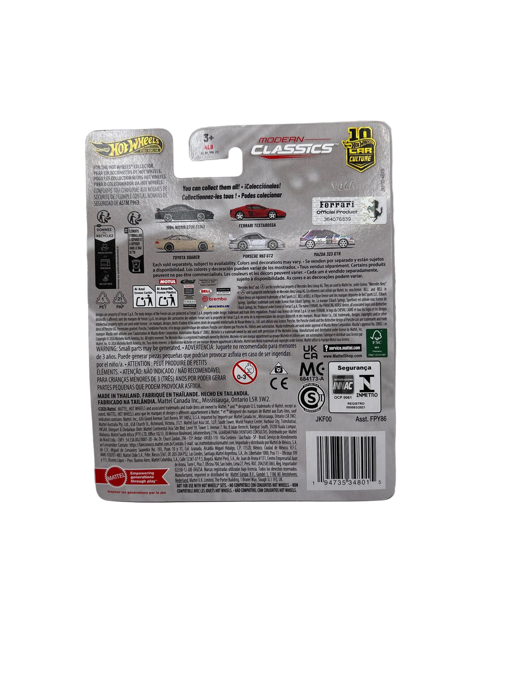 Hot Wheels Ferrari Testarossa Diecast red