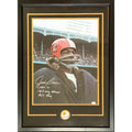 Jim Brown Autographed Cleveland Browns Deluxe Framed 16x20 Photo with Inscriptions - JSA