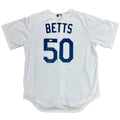 Mookie Betts Autographed Los Angeles Dodgers (2020 World Series White #50) Authentic Jersey - JSA