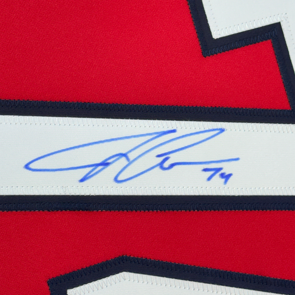 Framed Autographed/Signed John Carlson 35x39 Washington Red Hockey Jersey JSA COA