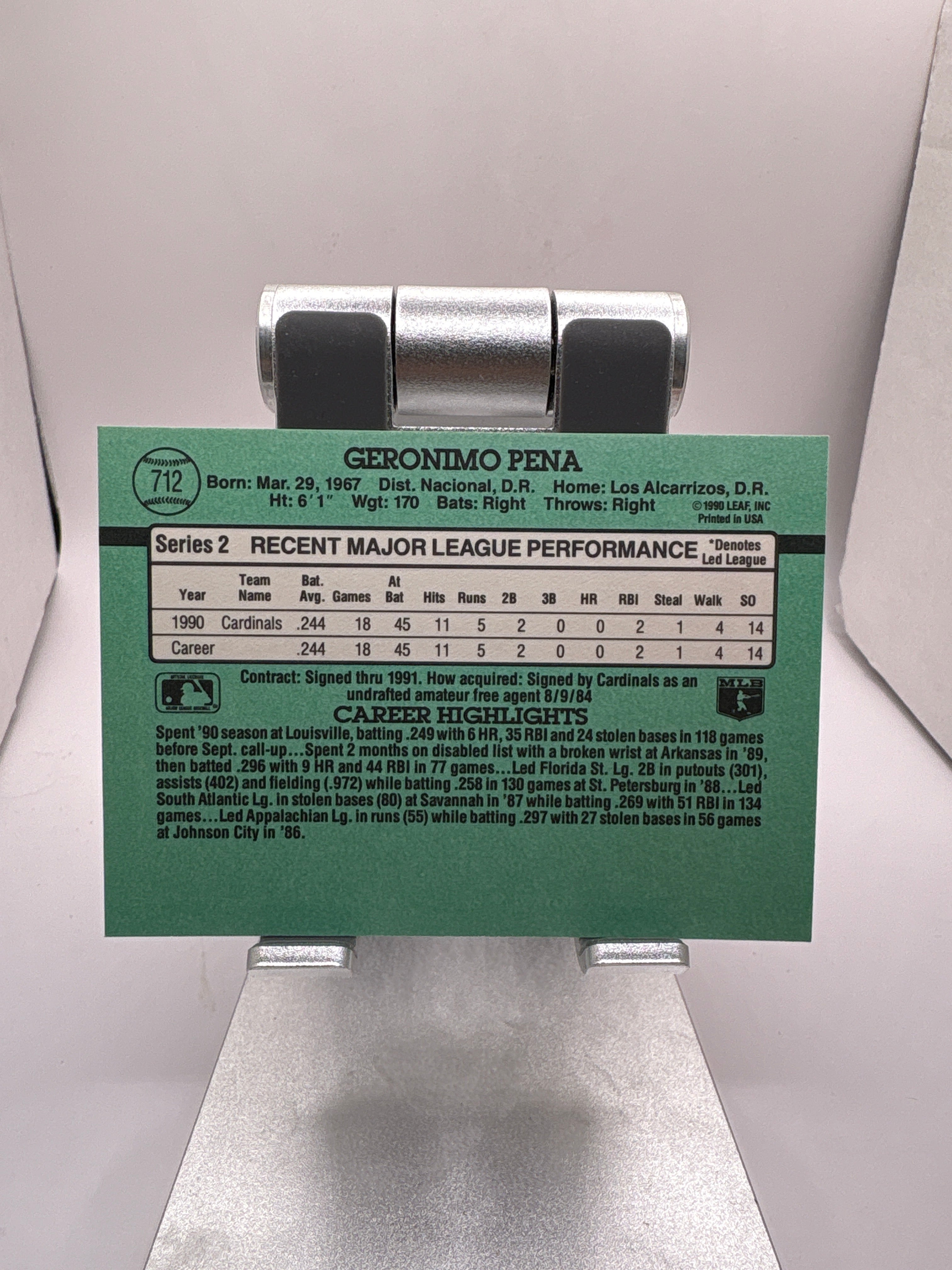 Donruss Geronimo Peña Sports Card