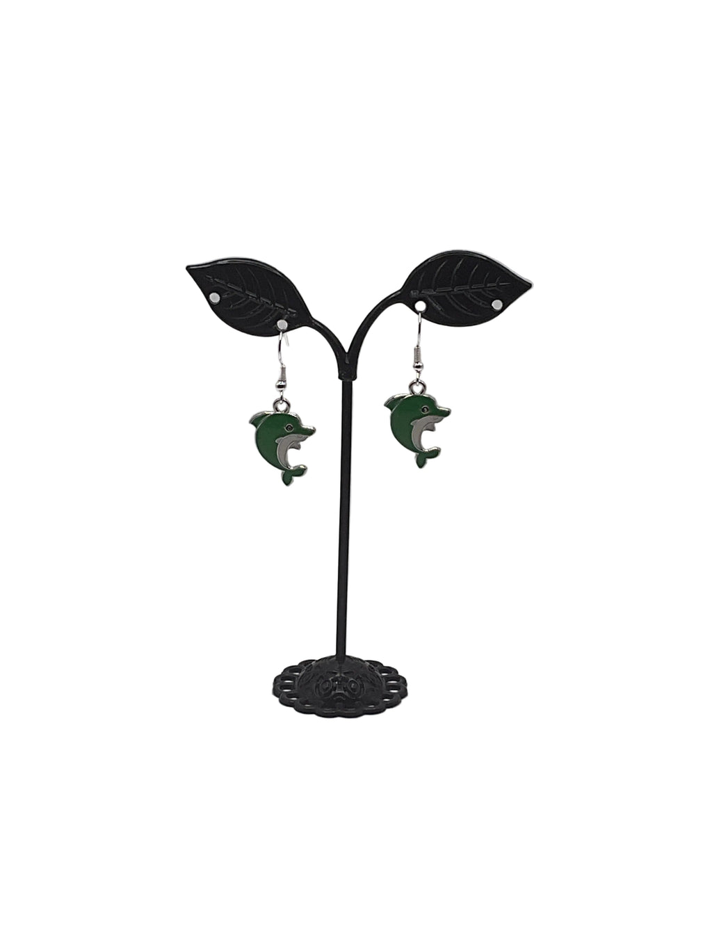 Green Enamel Dolphin Earrings