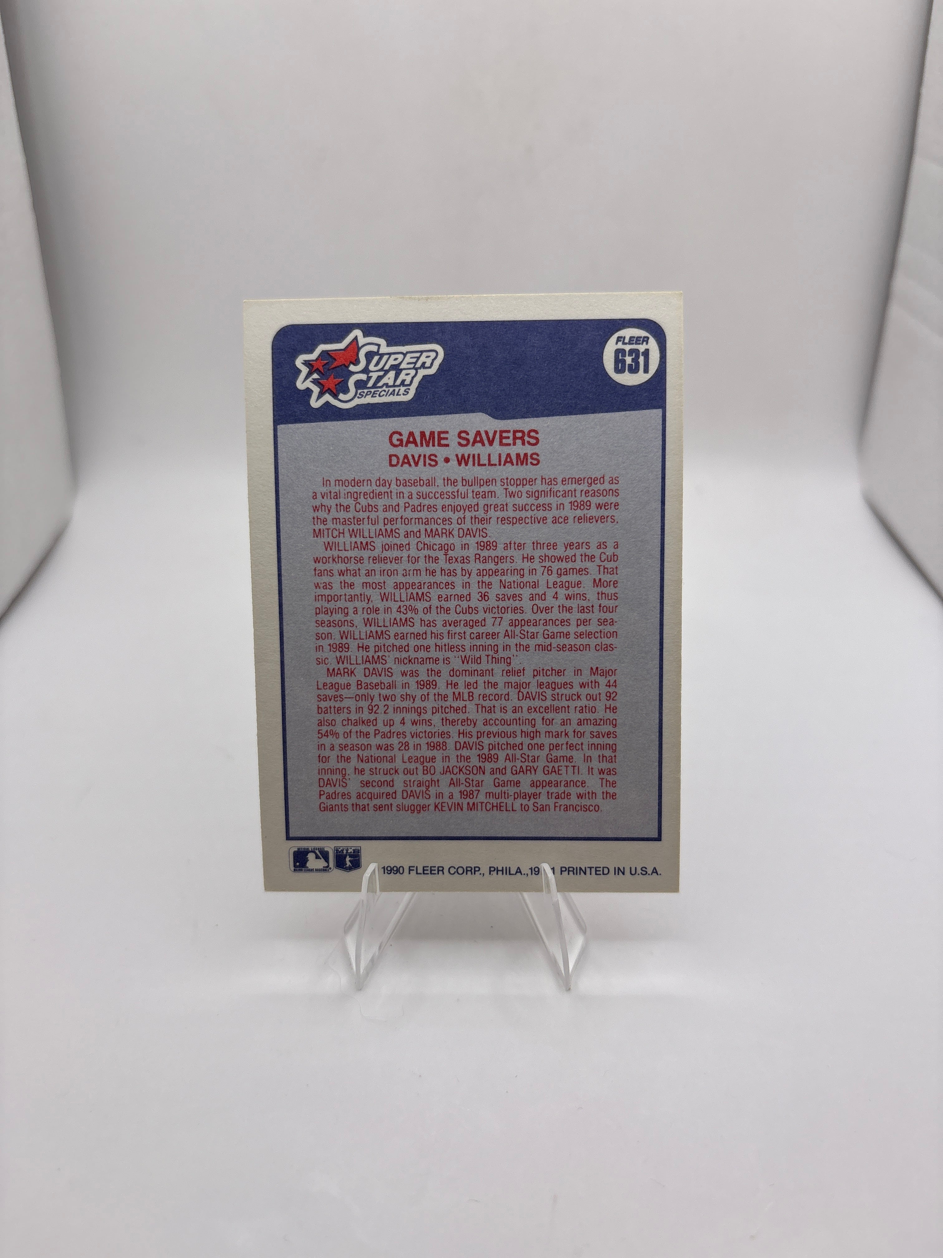 Fleer Mark Davis Mitch Williams