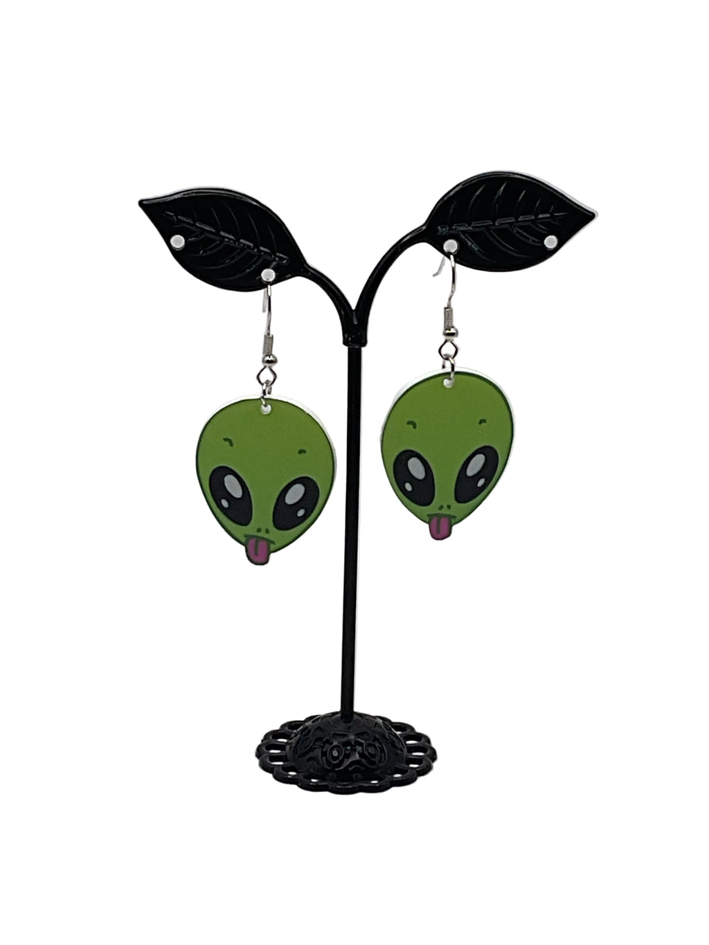 Green alien earrings