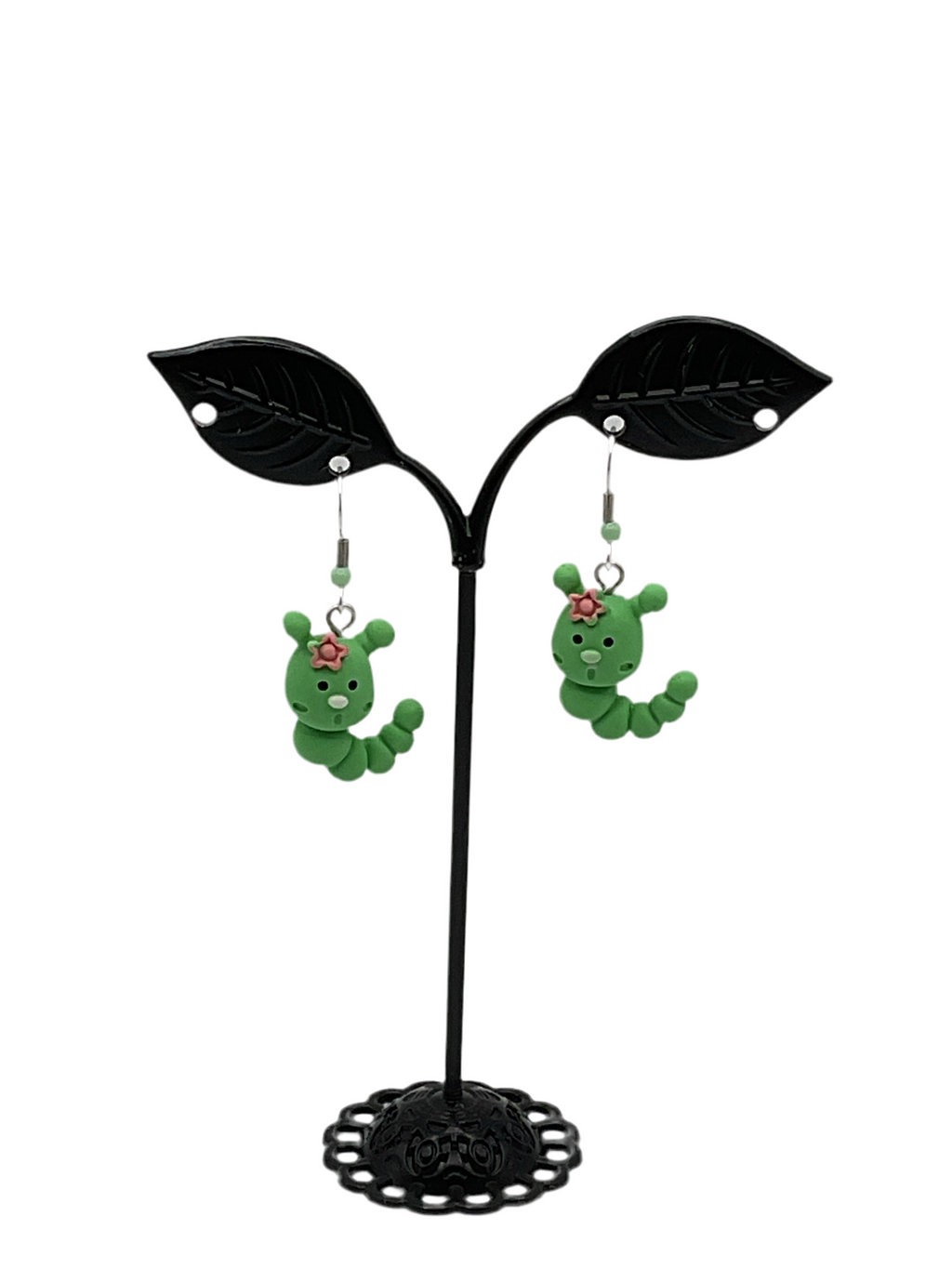 Green Caterpillar Earrings
