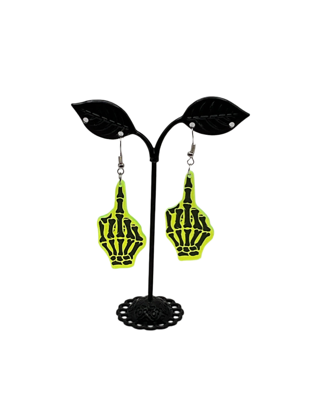 Neon Skeleton Finger Earrings