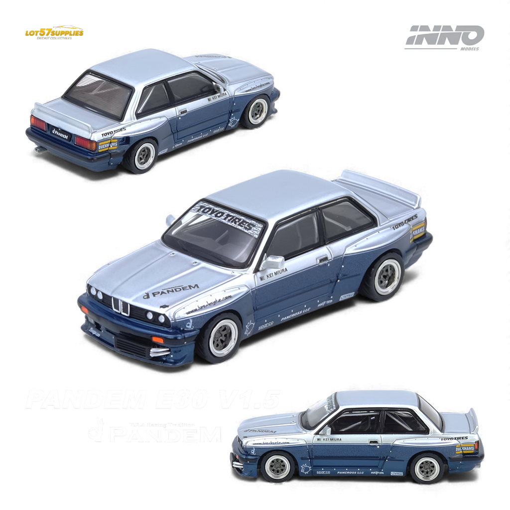 (Pre-Order) INNO64 Pandem E30 M3 Silver/Blue 1:64