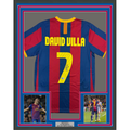 Framed Autographed/Signed David Villa 35x39 FC Barcelona Blue Soccer Jersey Beckett BAS COA