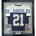 Framed Autographed/Signed Deion Sanders 35x39 Dallas Thanksgiving Day Football Jersey Beckett BAS COA