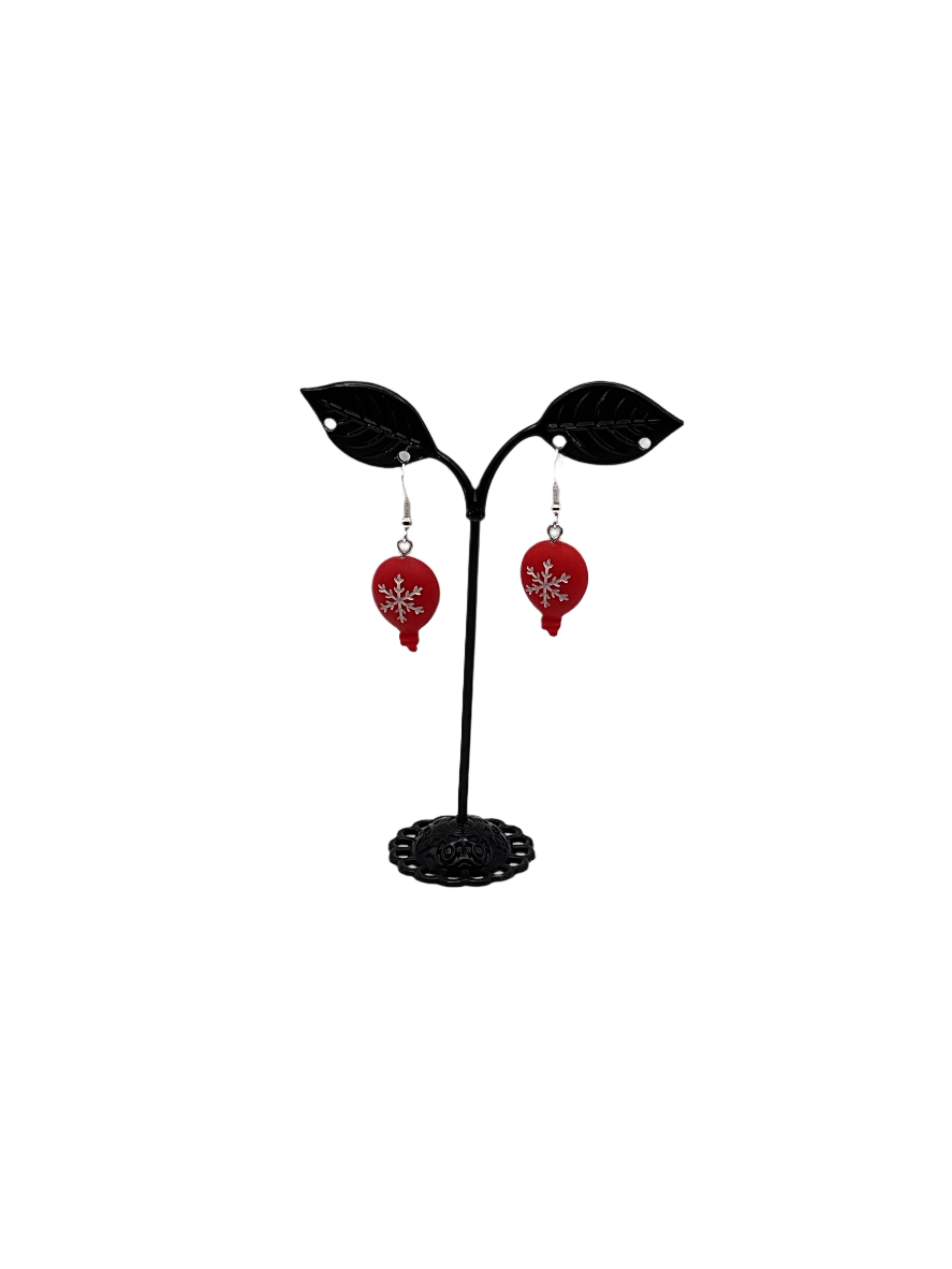 Snowflake Red Bulb Earrings