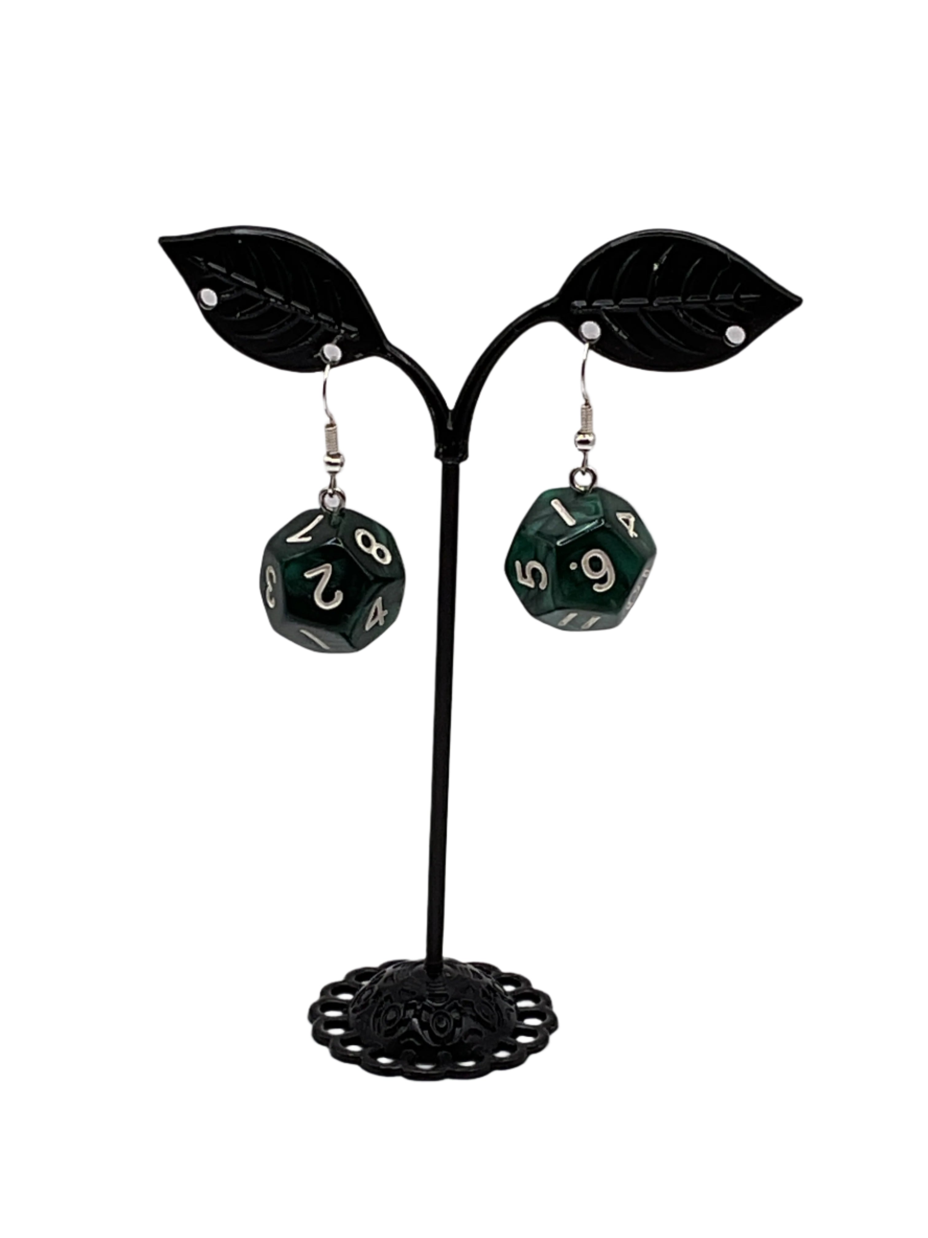 D12 Green Dice Earrings